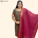 Olive Red Grace Mangalagiri Cotton 3-Piece Suit with Lining