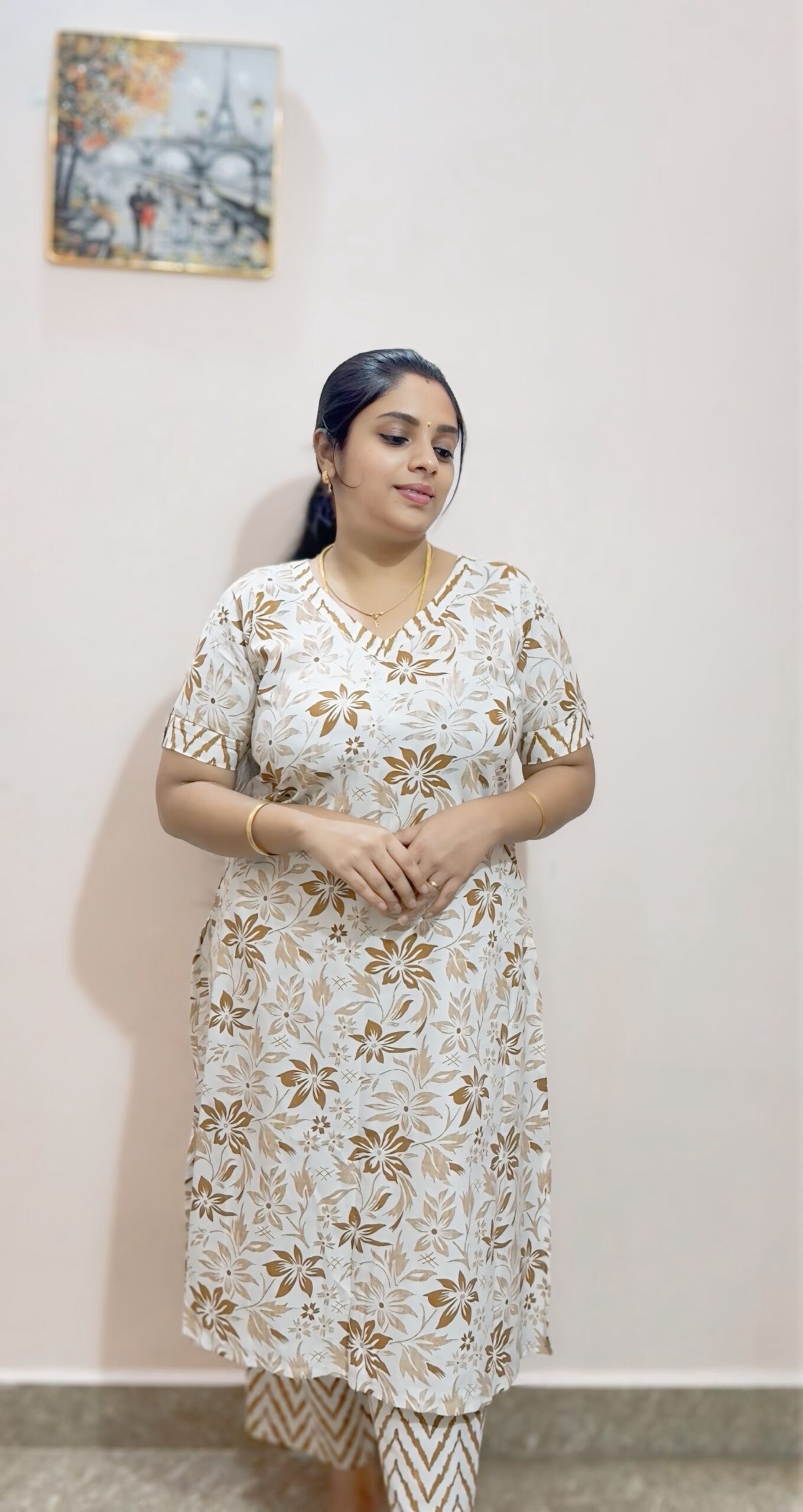 White Brown Floral Co-ord Set