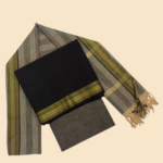 Premium Black Zari Border 3-Piece Unstitched Suit Set