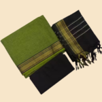 Olive Green & Black 3-Piece Unstitched Suit Set
